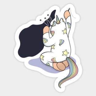 Weird Unicorn Cat maintaining the delicious black holes Sticker